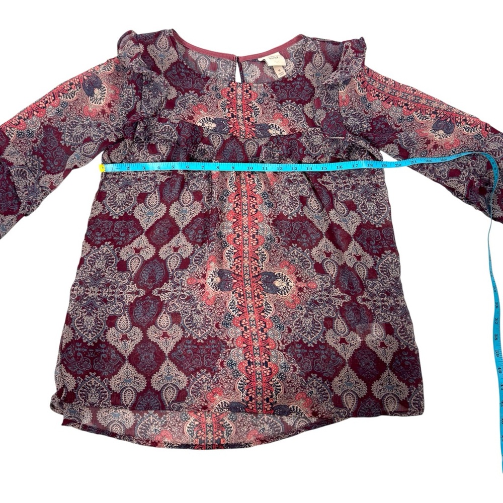 Knox Rose Womens Floral Paisley Flowy Long Sleeve Blouse - Picture 9 of 13